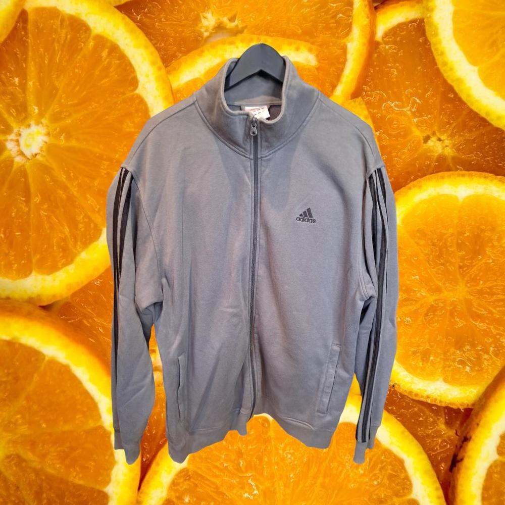 Adidas Gray with Black Striped Full Zip Track Jacket Size XL